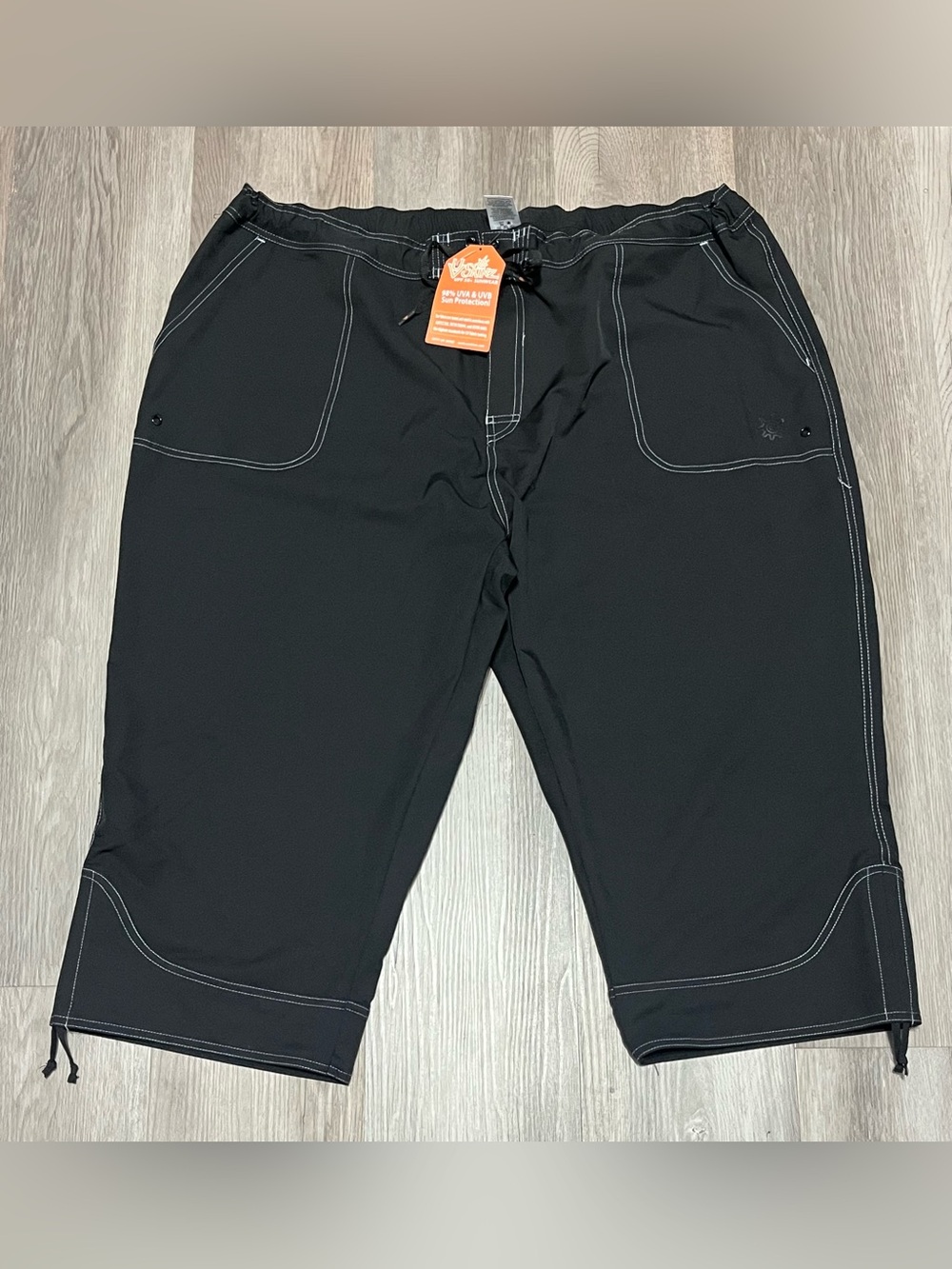 NWT UV Skinz Women’s 3XL Swim Beach Capri UPF 50+ Black Ruched Hem